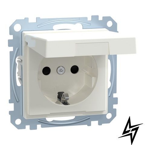 Розетка із заземленням та кришкою Schneider Electric MEG2310-0319 Merten System M, біла, 16 А фото