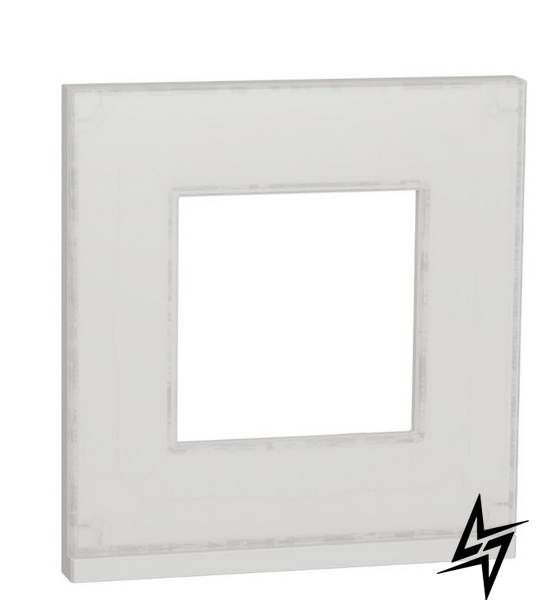 Горизонтальна однопостова рамка Unica New Pure NU600285 біле скло / білий Schneider Electric фото