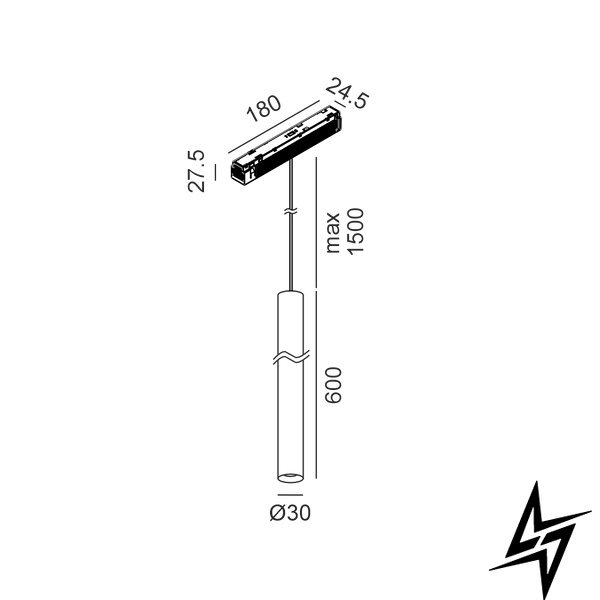 Магнітний трековий світильник LTX IN_LINE TUB S P 600 06.0360.8.930.BK.DALI.4x чорний 7 Вт 3000 K 06.0360.8.930.BK.DALI.4x фото