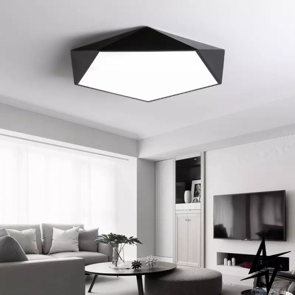Светильник LED Multicorner Black W40 S23-38742 Черный/белый 40x5 см 043096 фото в живую, фото в дизайне интерьера