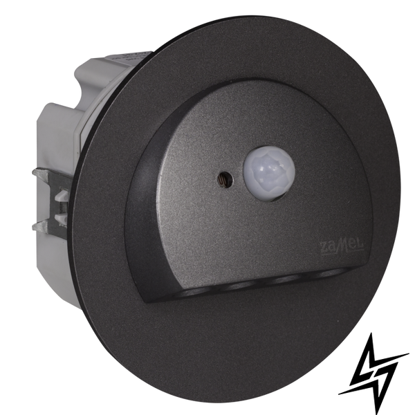 Настенный светильник Ledix Rubi с рамкой 09-222-32 врезной Графит 3100K с датчиком ЛЕД LED10922232 фото в живую, фото в дизайне интерьера