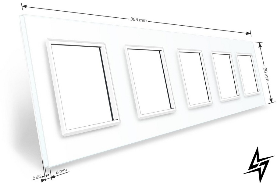 Рамка розетки 5 мест Livolo белый стекло (C7-SR/SR/SR/SR/SR-11) фото