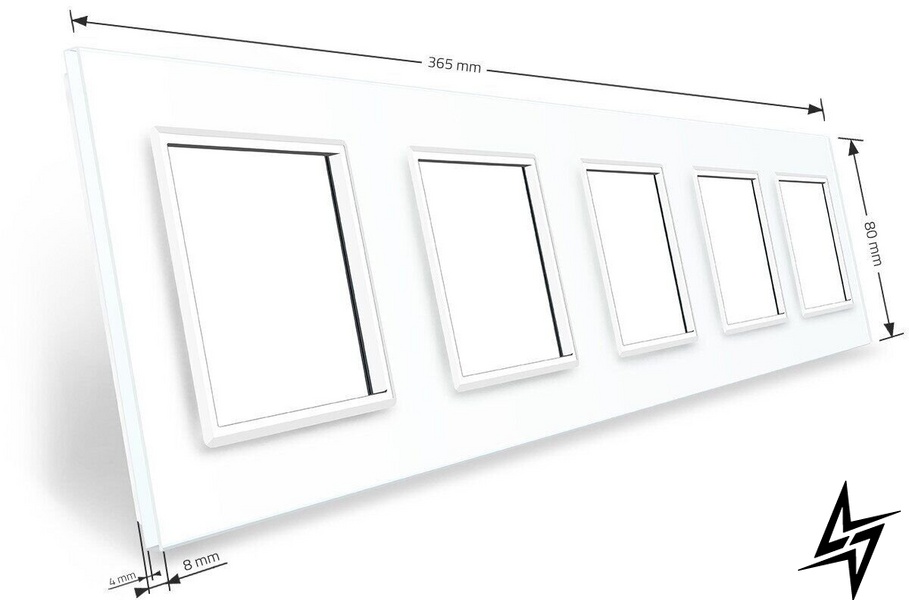 Рамка розетки 5 мест Livolo белый стекло (C7-SR/SR/SR/SR/SR-11) фото