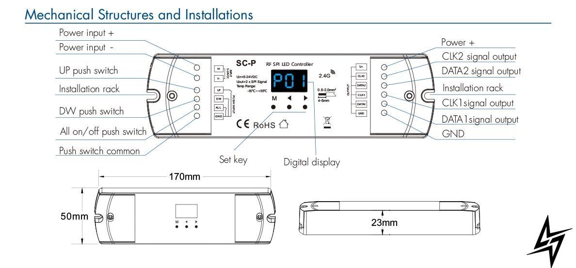 LED контроллер DEYA 5-24VDC RF SPI SC-P SC-P фото