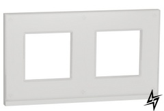 Горизонтальна двухпостовая рамка Unica New Pure NU600485 біле скло / білий Schneider Electric фото
