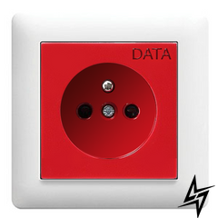 Розетка DATA із центральним заземлюючим контактом Hager Lumina-2 колір червоний фото
