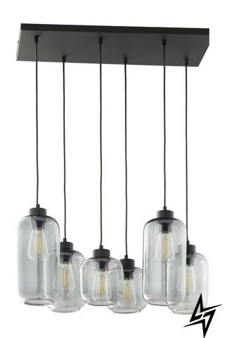 Люстра TK Lighting Marco 1027 на 6 ламп E27 чорний і сірий 130 &times; 65 &times; 35 см фото