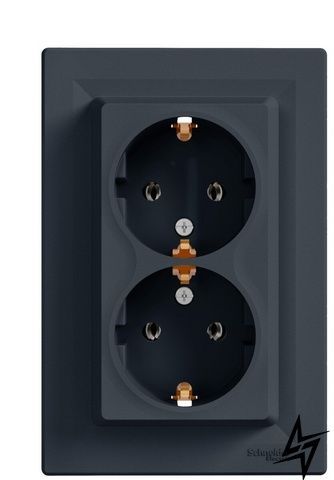 Подвійна розетка Schneider Electric EPH9900171 Asfora, антрацит, матова, 16 А, IP20 фото