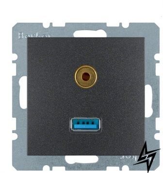 Розетка USB / 3.5мм аудіо, антрацит B.3 / B.7 3315391606 Berker фото