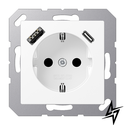 Розетка з USB SCHUKO 16А біла матова Jung A1520-15CAWWM фото