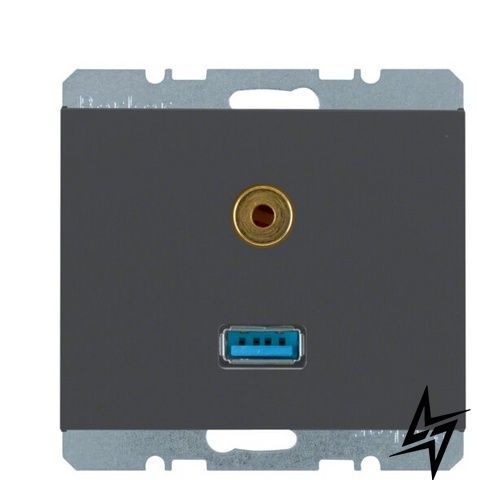 Мультимедийная USB/3.5мм розетка K.1 3315397006 (антрацит) Berker фото
