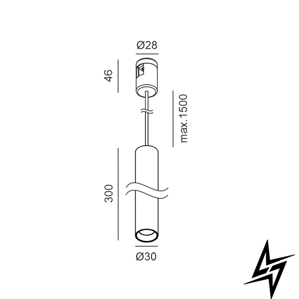 LTX 15.0330.4.930.BK Подвесной светильник AIR_TUB S P, D30mm, H300mm, LED 6W, 3000K, 36&deg;, 540Lm, CRI>90, 48V, DIM: DALI, 0-10V, IP20, черный фото