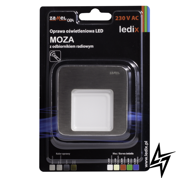 Настенный светильник Ledix Moza 01-224-21 врезной Сталь 5900K с радиоприемником ЛЕД LED10122421 фото в живую, фото в дизайне интерьера