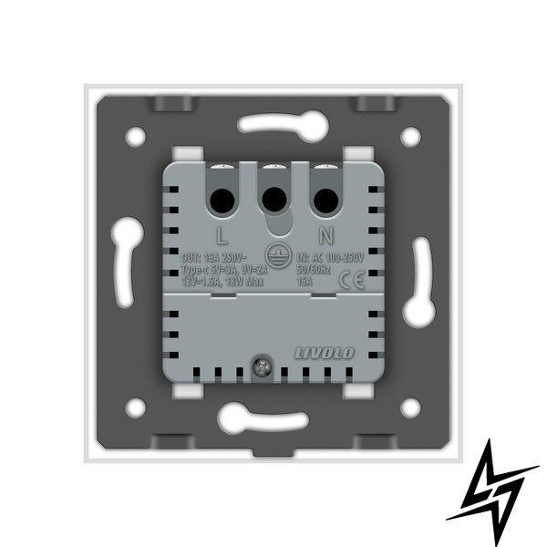 Електрична розетка з портом USB-C Livolo білий (VL-C7CTF16A.UC18W-2WP) фото