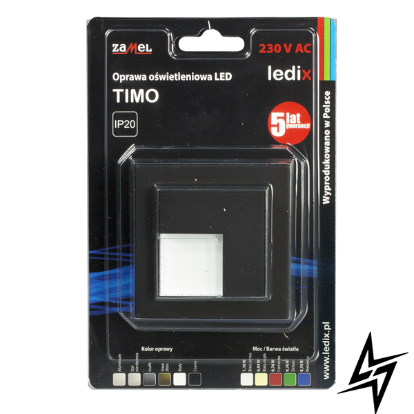 Настенный светильник Ledix Timo с рамкой 07-221-62 врезной Черный 3100K ЛЕД LED10722162 фото в живую, фото в дизайне интерьера