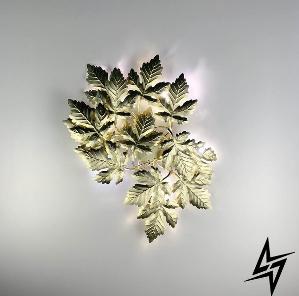 Светильник во флористических мотивах из фактурных листьев LE26397 5xG9 45x60x8см Золото WB 5034-600-4P фото в живую, фото в дизайне интерьера