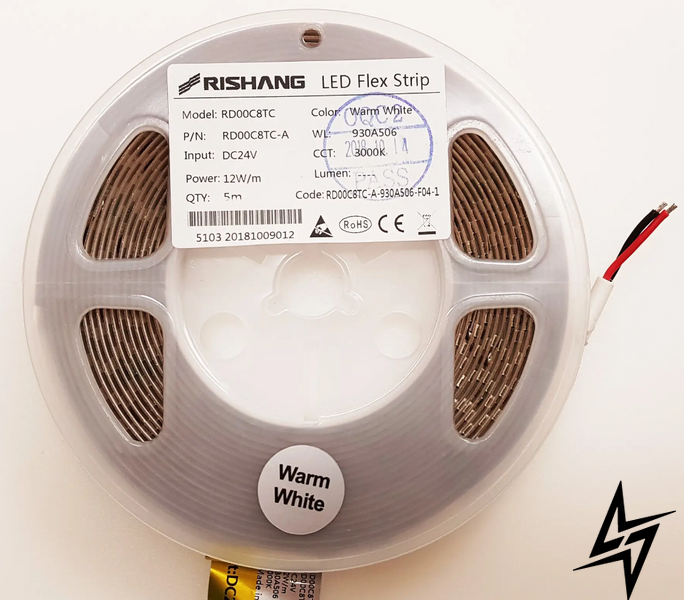 LED стрічка RISHANG 128-2835-24V-IP20 12W 1582Lm 5000K 5м RD00C8TC-A-DW RD00C8TC-A-DW фото
