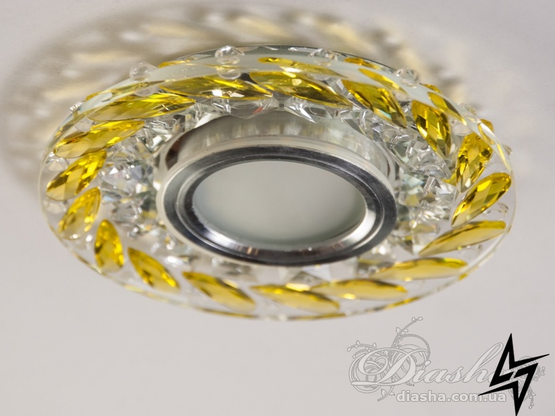 Хрустальный точечный светильник D23-31644 Прозрачный/Желтый XF002-Y+LED фото в живую, фото в дизайне интерьера