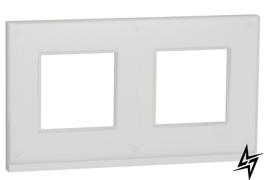 Горизонтальна двухпостовая рамка Unica New Pure NU600485 біле скло / білий Schneider Electric фото
