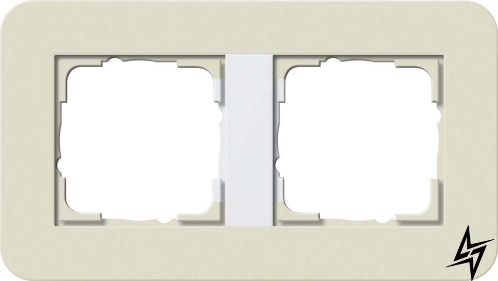 0212417 Рамка з білою підкладкою E3 Пісочний / Білий 2-постова Gira фото