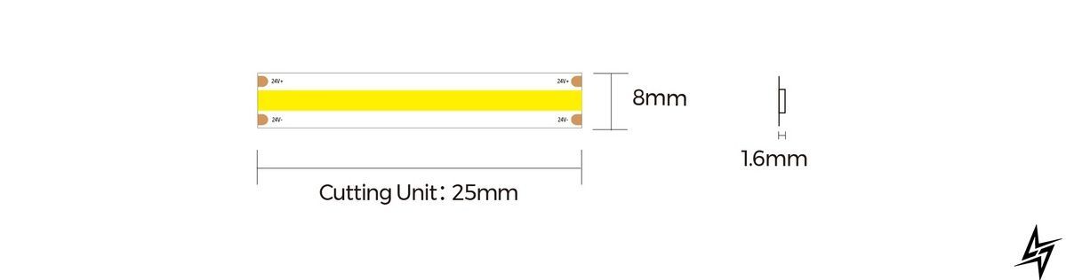 LED стрічка COLORS COB-24V-IP20 8W 520-530nm 5м DF6-24V-8mm-G фото