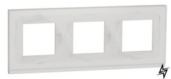 Горизонтальная трехпостовая рамка Unica New Pure NU600685 белое стекло/белый Schneider Electric фото