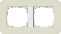 0212417 Рамка с белой подложкой E3 Песочный / Белый 2-постовая Gira