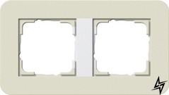 0212417 Рамка с белой подложкой E3 Песочный / Белый 2-постовая Gira фото