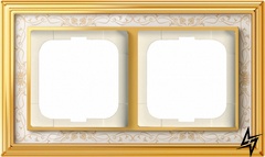 1722-836-500 Рамка Dynasty Латунь полированная белая роспись 2-постовая 2CKA001754A4571 ABB фото