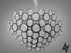 Люстра підвіс з круглими скляними елементами D23-33261 хром 88011-600HR фото наживо, фото в дизайні інтер'єру