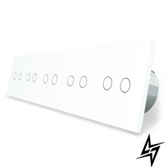 Сенсорный выключатель 10 сенсоров (2-2-2-2-2) Livolo белый стекло (VL-C710-11) фото