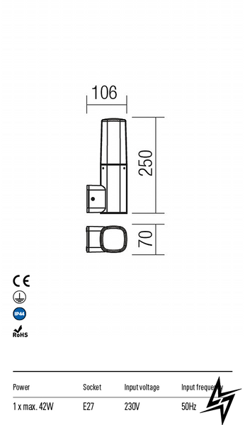 9073 Настінний світильник Redo CRAYON IP44 DG  фото наживо, фото в дизайні екстер'єру