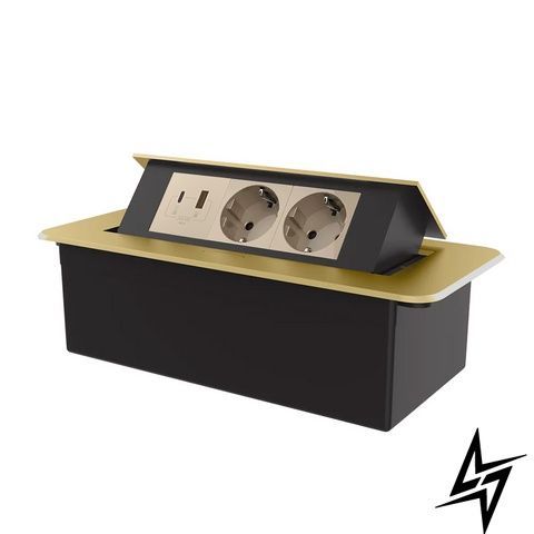 Мебельная розетка с плавным открытием, USB, Type-C Power Delivery 36W Livolo золотая (VL-SHS013-TC-UA.UC-AP-A) фото