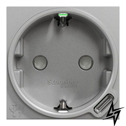 Розетка з USB Schneider Electric NU301730 Unica New, алюміній, глянцева, IP20 NU301730 фото