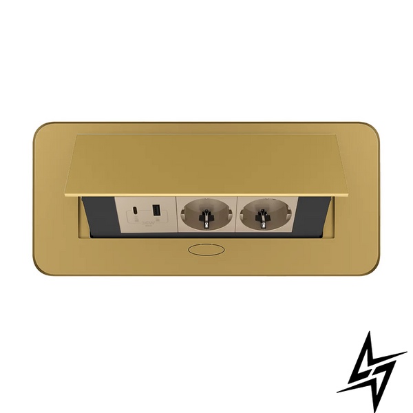 Розетка мебельная двойная с USB-A и USB-С Livolo золотая (VL-SHS013-TC-UA.UC-AP-A) фото