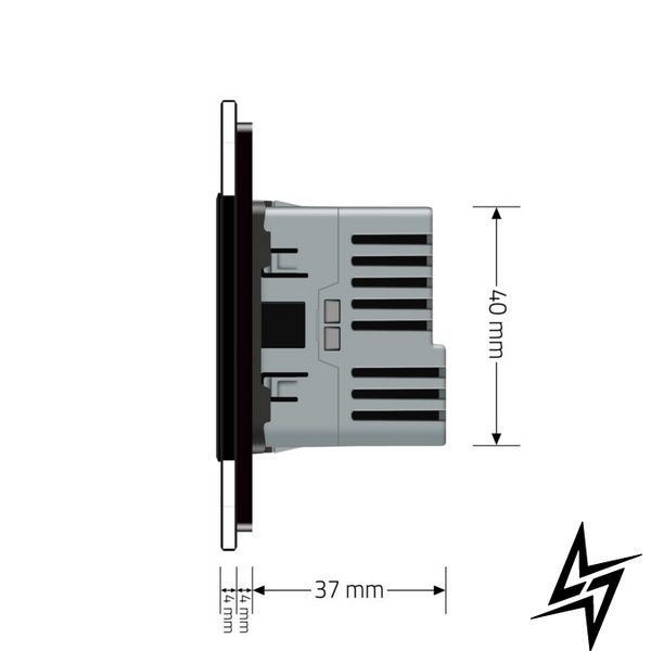 Електрична розетка з USB Type-C 18Вт для зарядки, з заземленням, LIVOLO, чорна, скляна рамка, 250В 16А (VL-C7CTF16A.UC18W-2BP) VL-C7CTF16A.UC18W-2BP фото