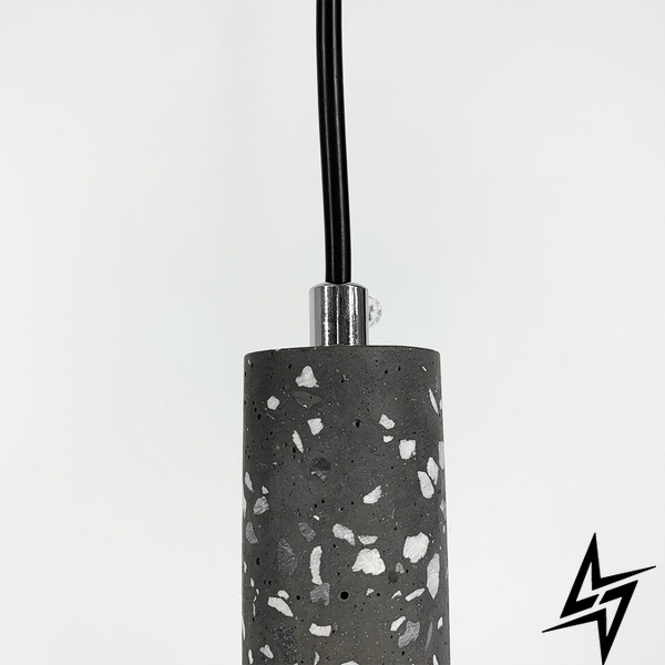 Підвіс Terrazzo Cylinder Long з сірим бетонним плафоном 30х4 см LE41066 LED 1,5W 4000K Латунь/Сірий MJ 163-40*300 BK фото наживо, фото в дизайні інтер'єру