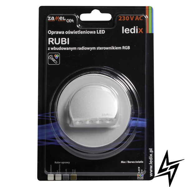 Настенный светильник Ledix Rubi с рамкой 09-225-16 врезной Алюминий RGB с радиоконтроллером RGB ЛЕД LED10922516 фото в живую, фото в дизайне интерьера