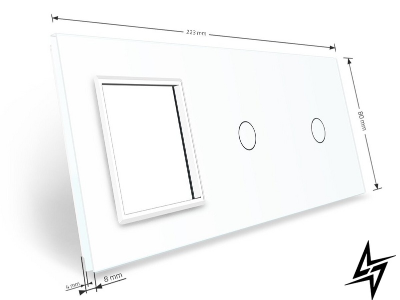 Сенсорная панель комбинированная для выключателя 2 сенсора 1 розетка (1-1-0) Livolo белый стекло (C7-C1/C1/SR-11) фото