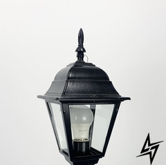 Уличный фонарь в черном корпусе с прозрачным стеклом на ножке LE27031 1xE27 15x20см Черный 9030 BK S/S фото в живую, фото в дизайне экстерьера