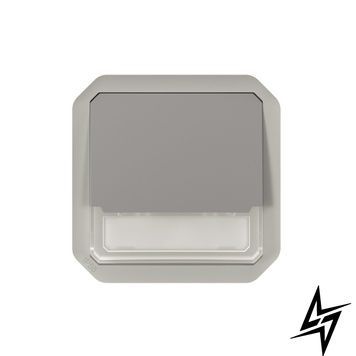 Кнопка с подсв. 1-кл. 10А/250В с перем. и трим.этик. встр. Plexo New серый Legrand 069544L фото