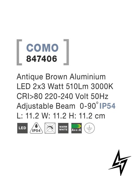 Вуличний настінний світильник Nova luce Como 847406 LED  фото наживо, фото в дизайні екстер'єру