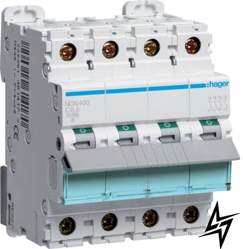 Автоматичний вимикач Hager NCN400 4P 0,5A C 10kA фото