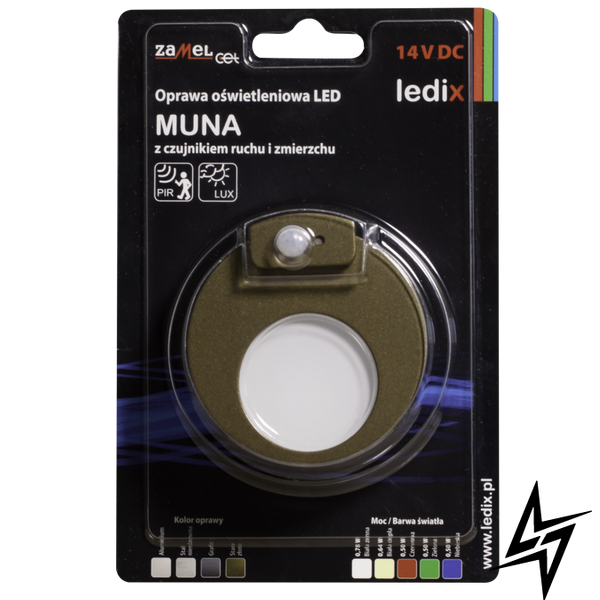 Настенный светильник Ledix Muna 02-212-41 врезной Старое золото 5900K 14V с датчиком ЛЕД LED10221241 фото в живую, фото в дизайне интерьера