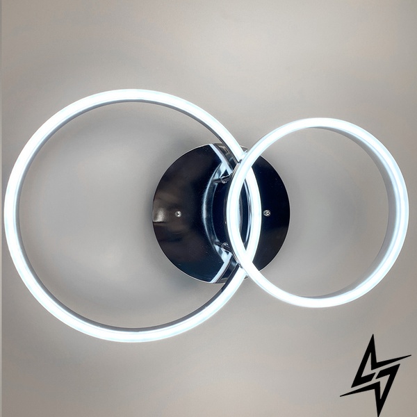 Світлодіодна срібна люстра Anelli на 2 кільця LE39571 Хром 40x12x62см LED 60W A 8008/2 CR фото наживо, фото в дизайні інтер'єру