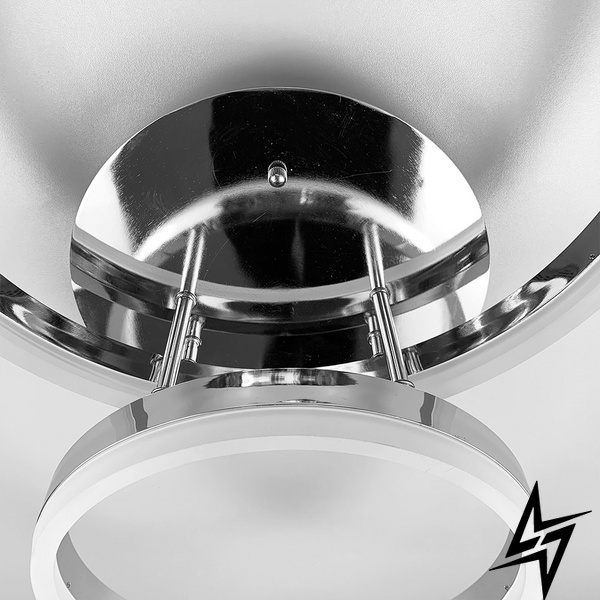 Світлодіодна срібна люстра Anelli на 2 кільця LE39571 Хром 40x12x62см LED 60W A 8008/2 CR фото наживо, фото в дизайні інтер'єру