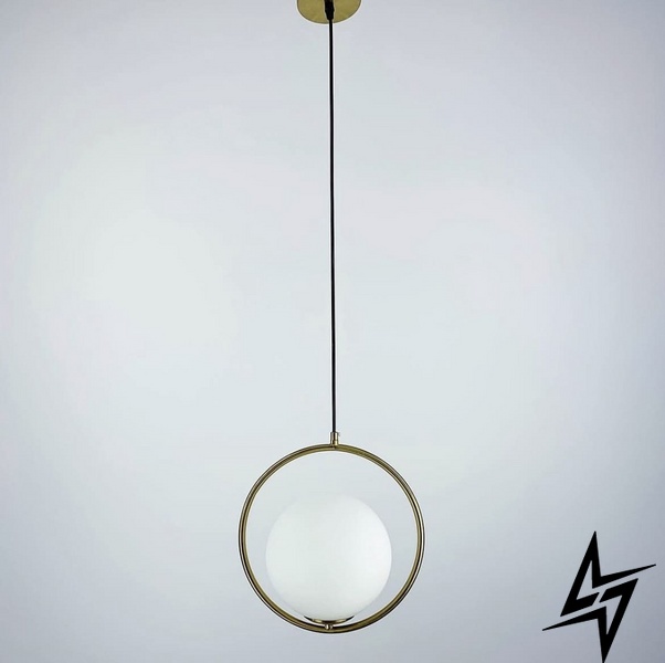 Подвесной светильник в корпусе латунь в форме круга LE26031 30x30см Латунь/Белый AA 356-200 M фото в живую, фото в дизайне интерьера