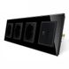 Розетка четырехместная комбинированная Силовая Интернет ТВ Livolo черный стекло (VL-C7C3EU1C1V-12) фото