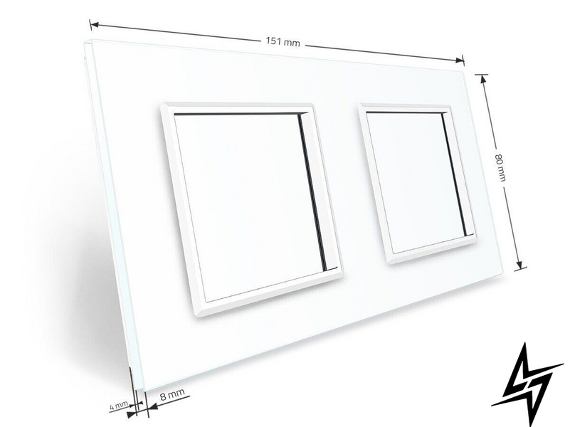Рамка розетки 2 места Livolo белый стекло (VL-P7E/E-4W) фото