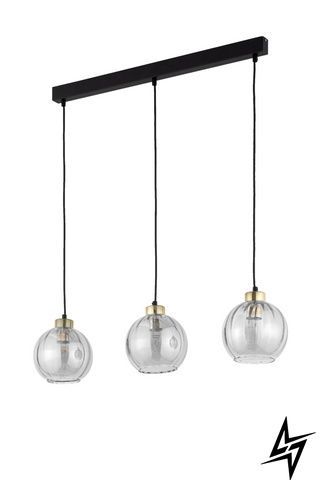 Подвесная люстра TK Lighting Devi 4580 на 3 лампы E27 черный золотой и прозрачный 120 см 81 см 18 см фото